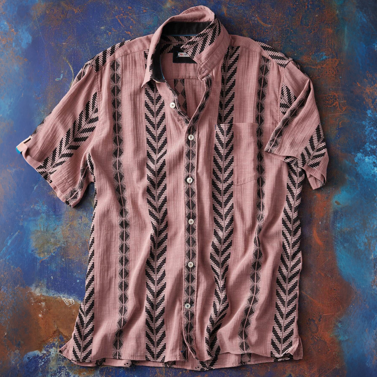 Cardydony Men's Retro Denim Striped Short-sleeved Shirt