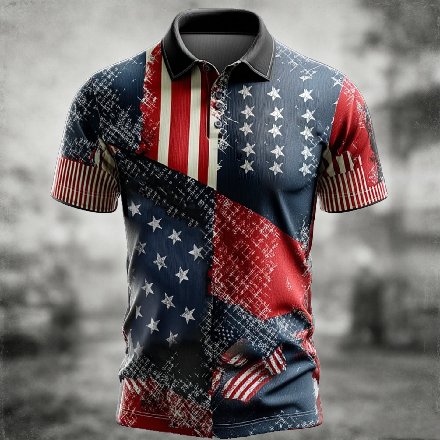 Cardydony Men's American Flag Print Polo Shirt
