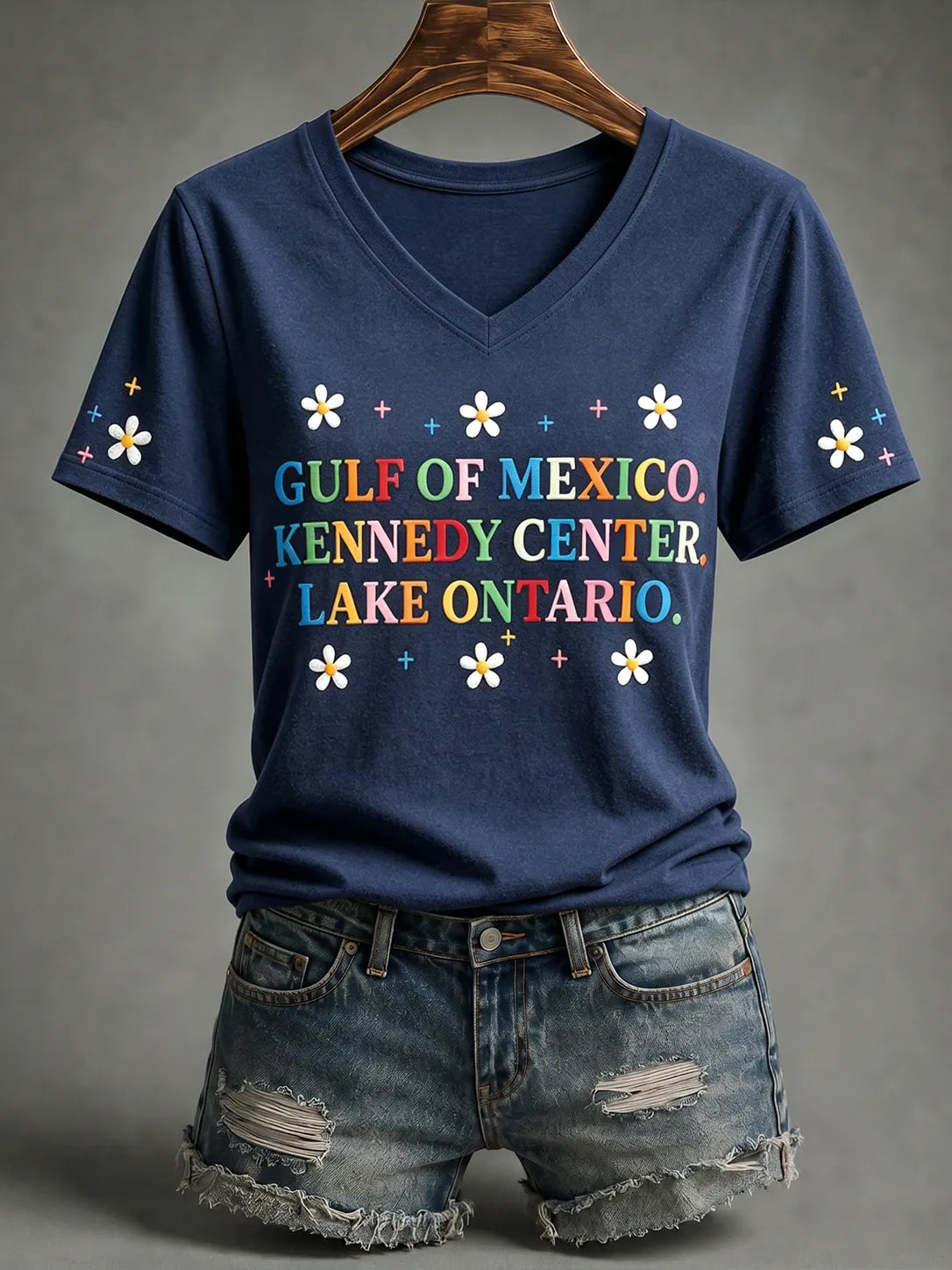 Cardydony Women's Fdt Gulf Of Mexico Kennedy Center Lake Ontario V-neck T-shirt