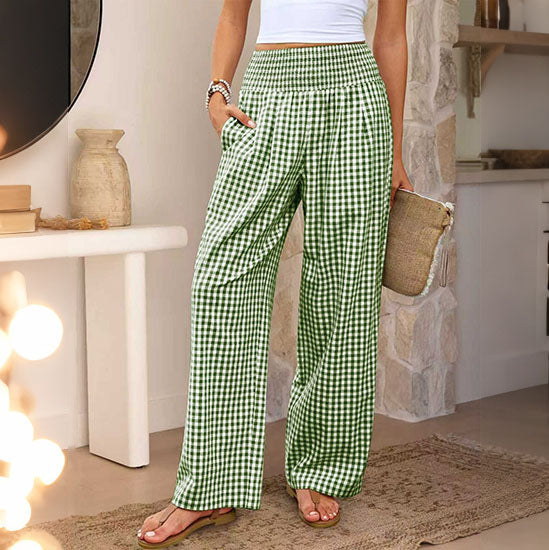 Cardydony Women's Striped Plaid Palace Wide Leg Pants