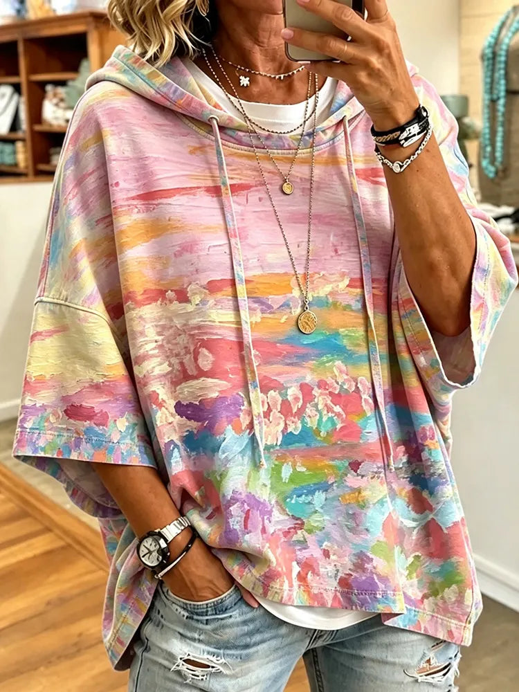 Cardydony Women's Floral Print Hooded Sweatshirt