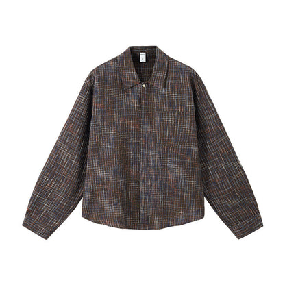 Cardydony Women's Plaid Shirt Oversized Button Up Seersucker Texture Curved Hem – Women's Layer