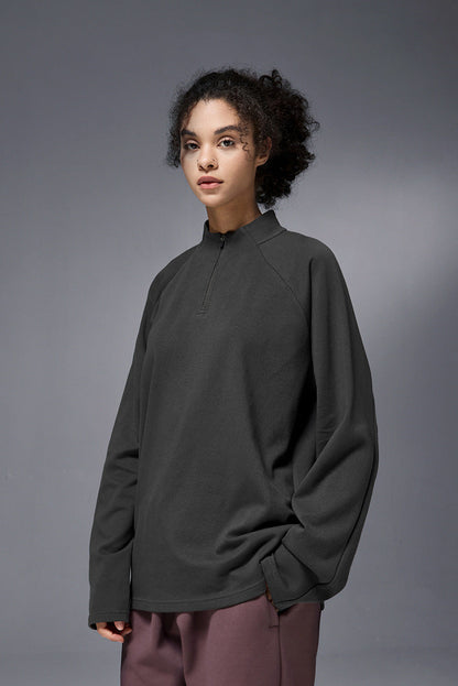 Cardydony Women's Women's Half Zip Long Sleeve T Shirt Cotton Blend - Relaxed Fit Casual Top