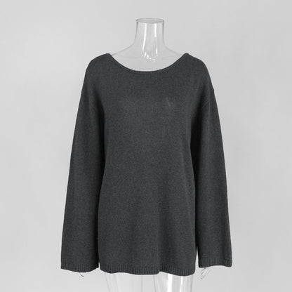 Cardydony Women's Women's Knit Sweater -  Backless Open Back Long Sleeve Top