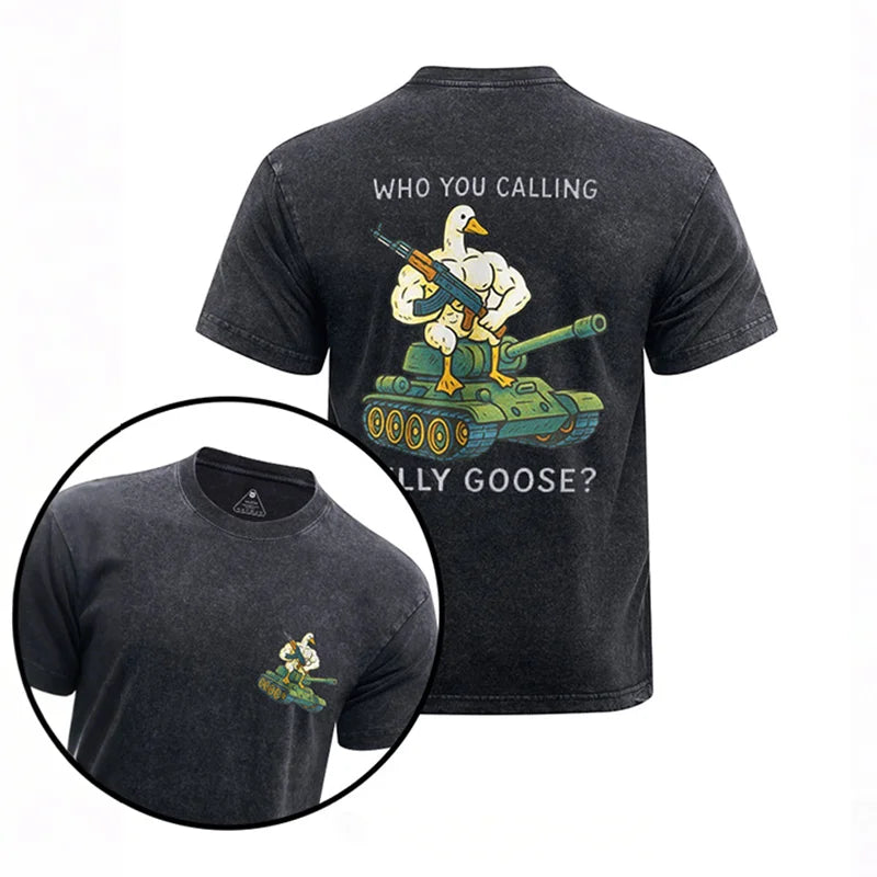 Cardydony Who You Calling Silly Goose? Printed Washed Gym Shirt