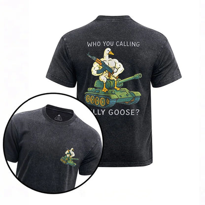 Cardydony Who You Calling Silly Goose? Printed Washed Gym Shirt