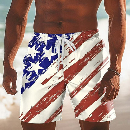 Cardydony Men's Retro American Us Flag 250th Anniversary Print Shorts