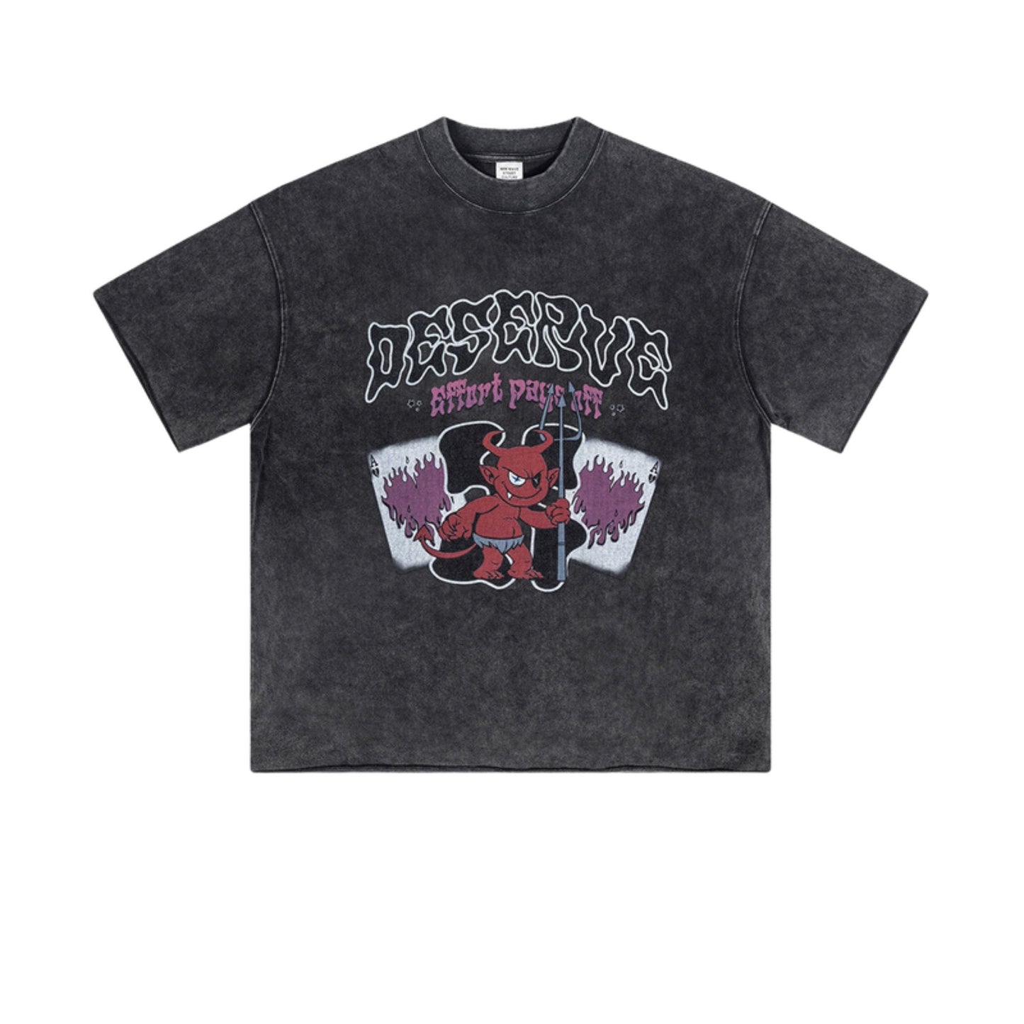 Cardydony Women's Deserve Devil Graphic Tee for Women | Oversized Cotton Streetwear Flame Tee