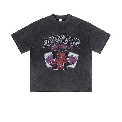 Cardydony Women's Deserve Devil Graphic Tee for Women | Oversized Cotton Streetwear Flame Tee