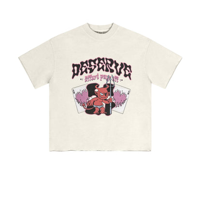Cardydony Women's Deserve Devil Graphic Tee for Women | Oversized Cotton Streetwear Flame Tee