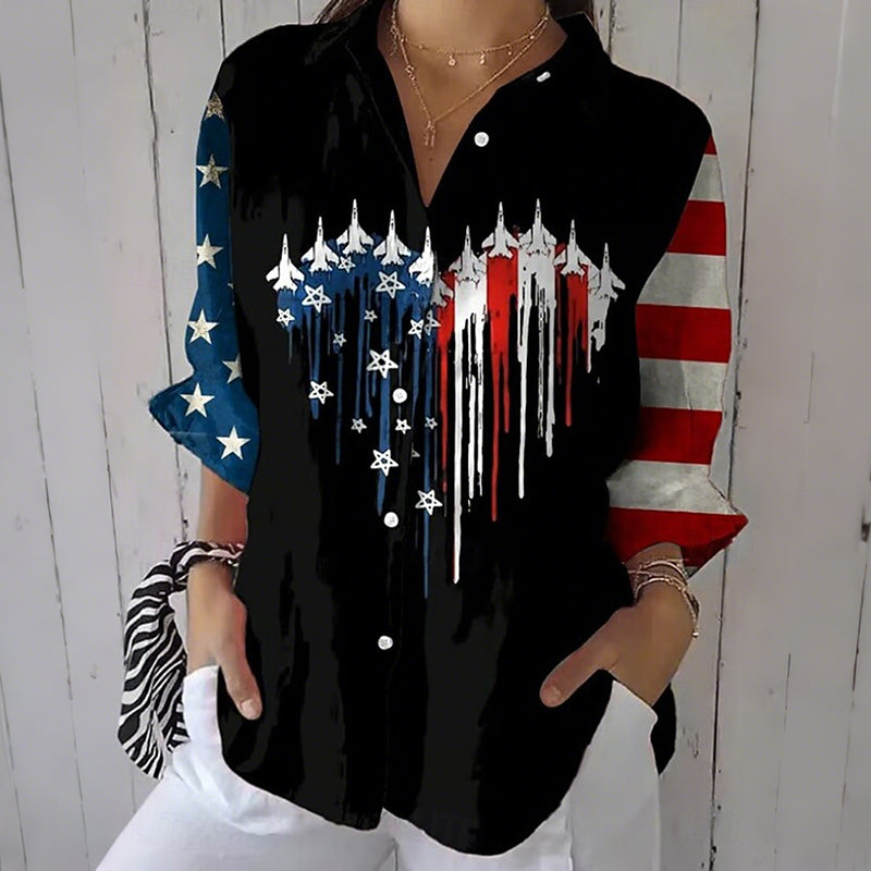 Cardydony Women's Retro Us America 250 Year Anniversary Long Sleeve Shirt
