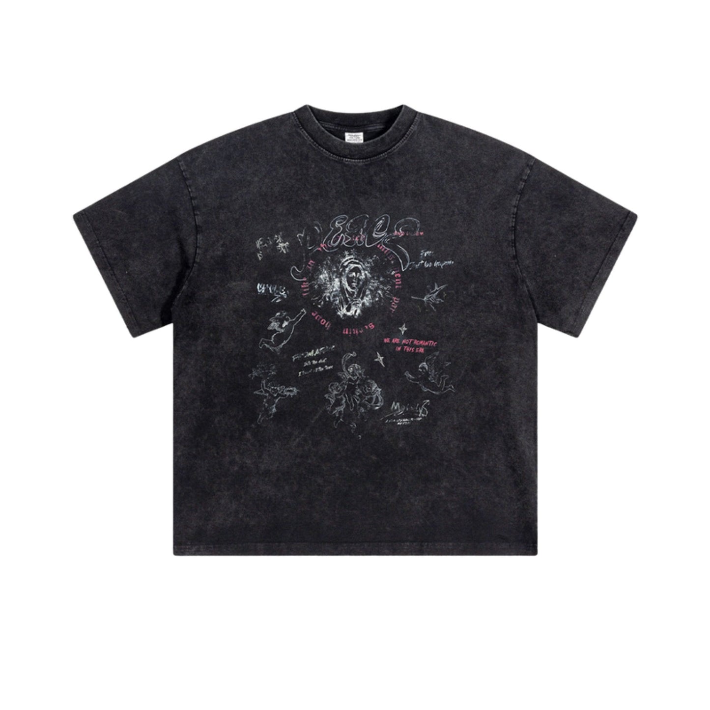 Cardydony Women's Doodle Sketch Graphic Tee – Oversized Streetwear for Women