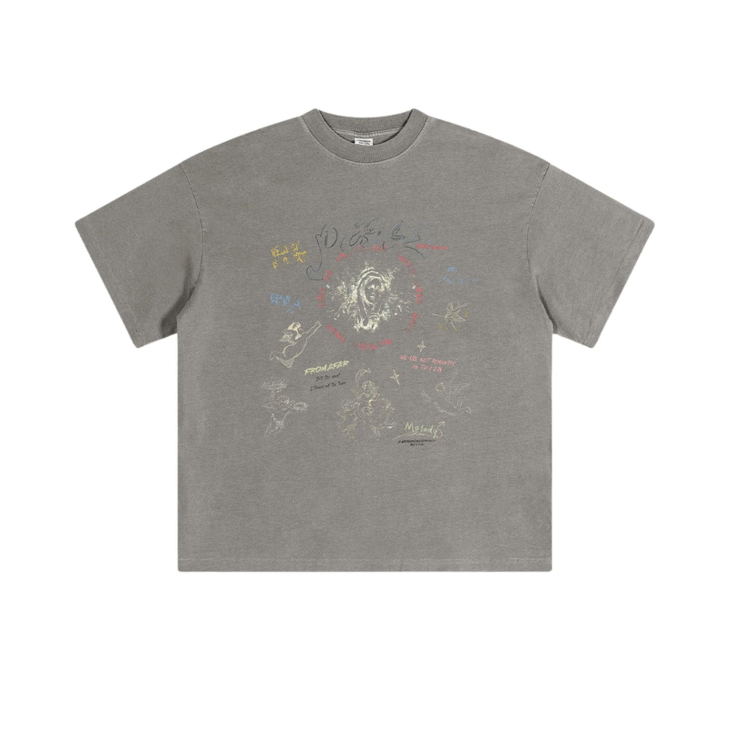 Cardydony Women's Doodle Sketch Graphic Tee – Oversized Streetwear for Women