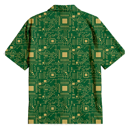 Cardydony Men's Technology Sense Circuit Board Button Up Pocket Shirt
