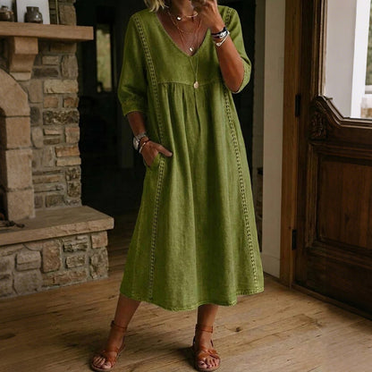 Cardydony Women's Solid Color Linen Blend Maxi Dress