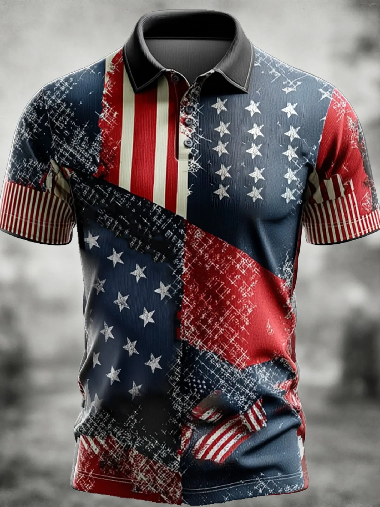 Cardydony Men's American Flag Print Polo Shirt