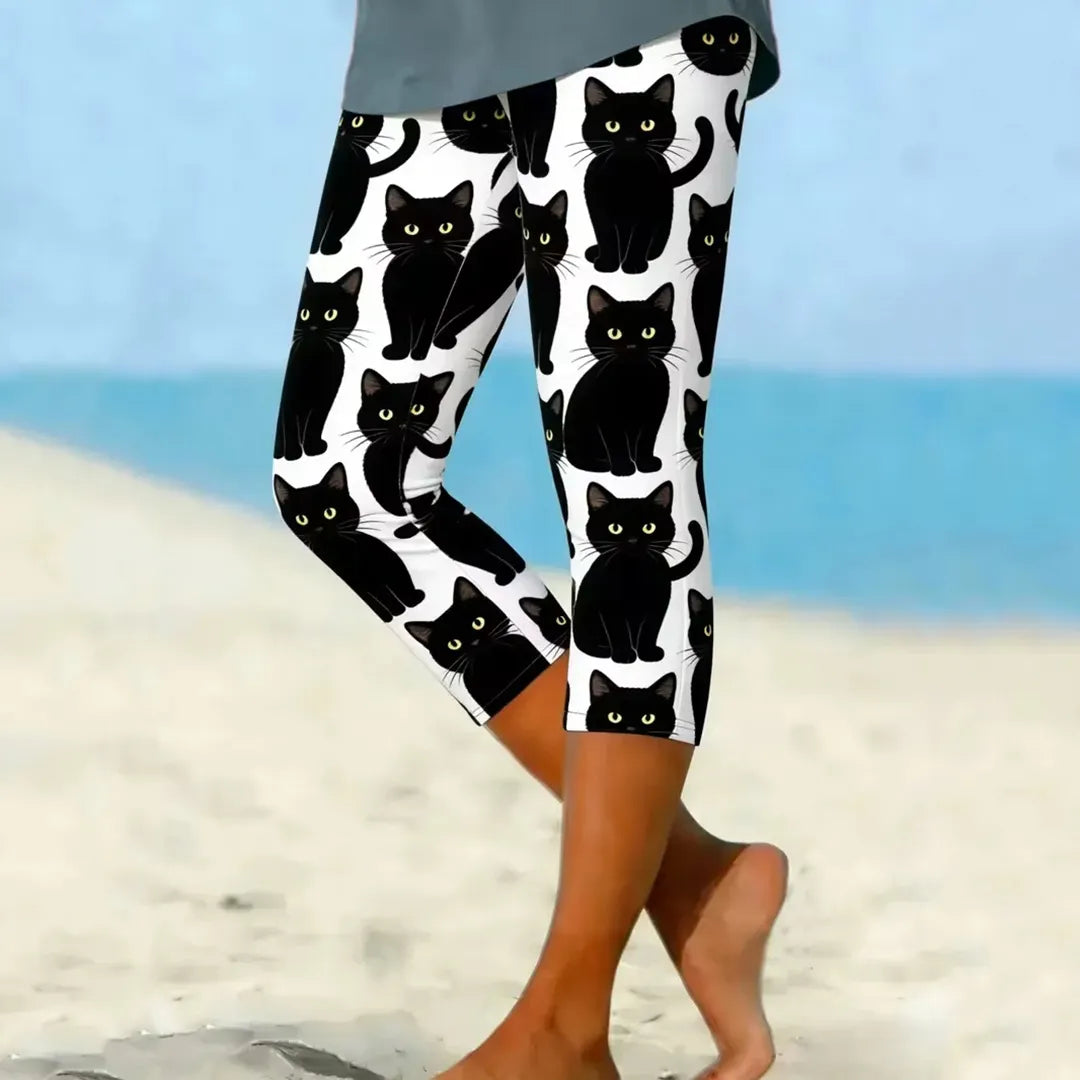 Cardydony Women's Cute Cat Print Casual Leggings