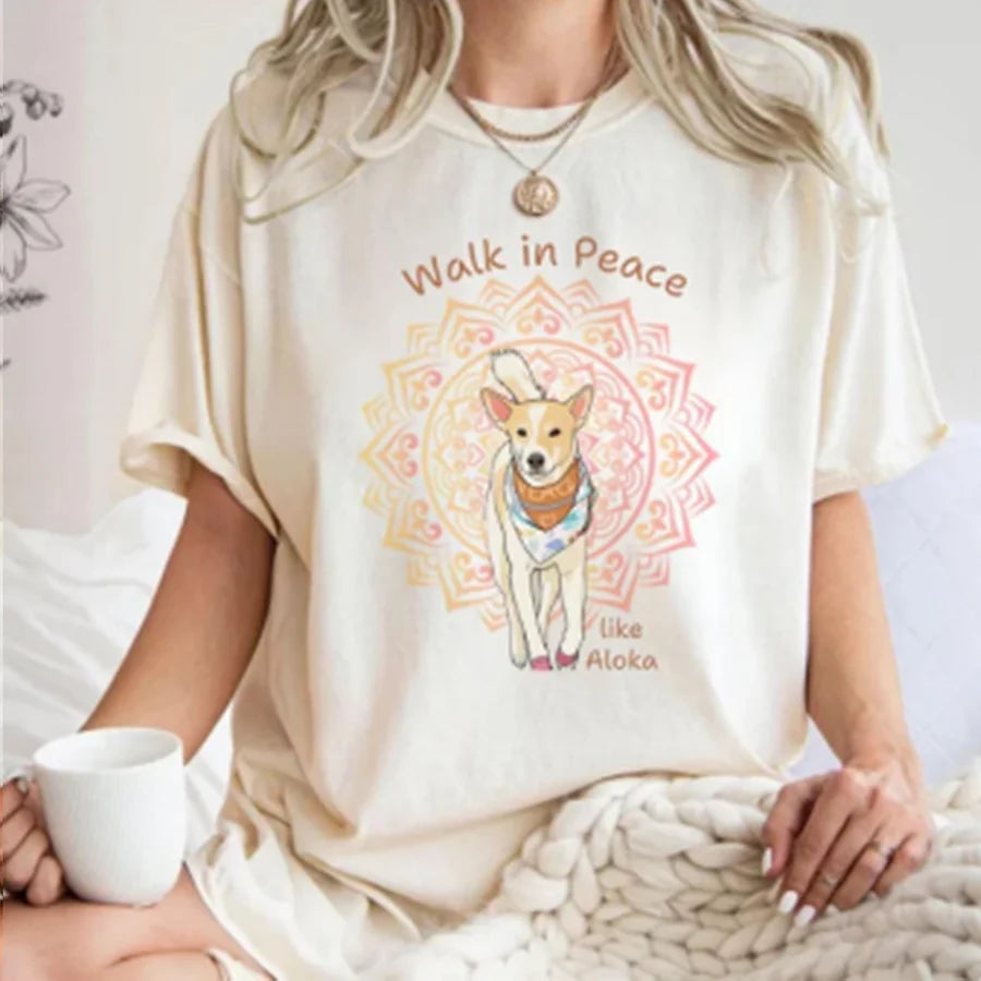 Cardydony Walk In Peace Dog Print Short Sleeve