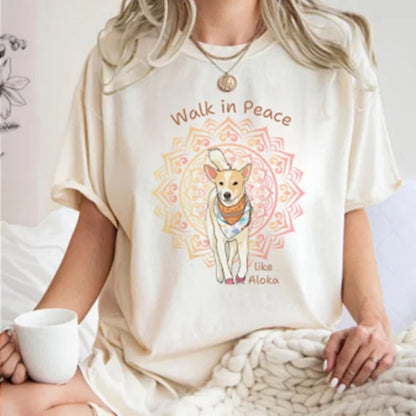 Cardydony Walk In Peace Dog Print Short Sleeve