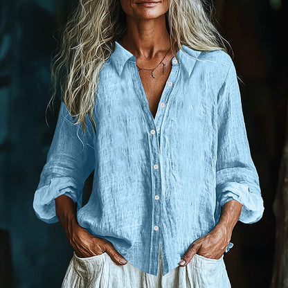 Cardydony Vintage Elegant Art Linen Ruffle Shirt