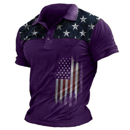 Cardydony Men's America's 250th Anniversary Print Polo Shirt