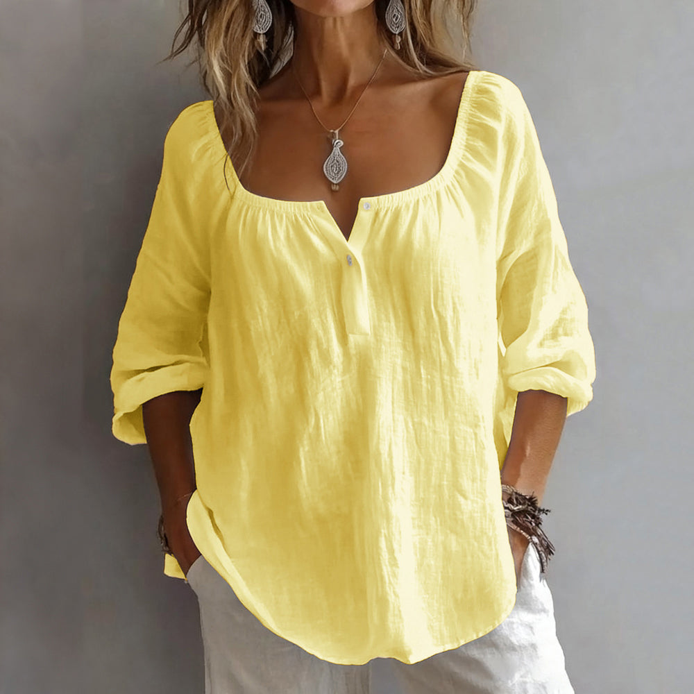Cardydnoy Casual Solid Color Square Neck Women's T-shirt