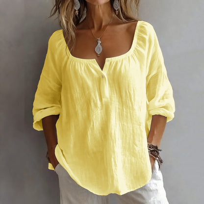 Cardydnoy Casual Solid Color Square Neck Women's T-shirt