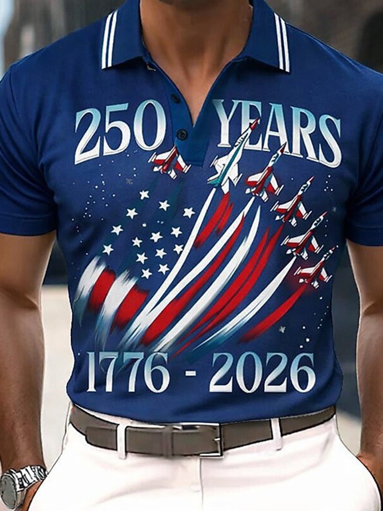 Cardydony Men's Us America 250 Year Anniversary Veterans Day Print Polo Shirt