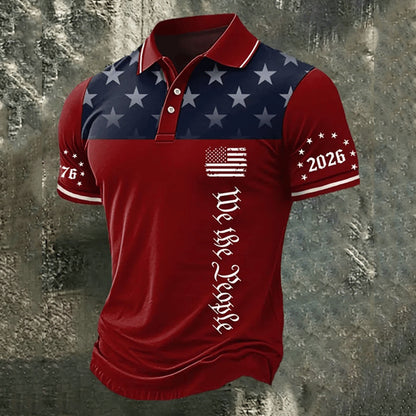 Cardydony Men's U.s. Anniversary Commemorative Printed Polo Shirt