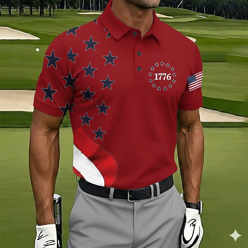 Cardydony Men's Us America 250 Year Anniversary Veterans Day Print Polo Shirt