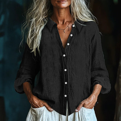 Cardydony Vintage Elegant Art Linen Ruffle Shirt