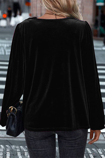 Cardydony Women's Fashionable Velvet Long-sleeved Loose Casual Top