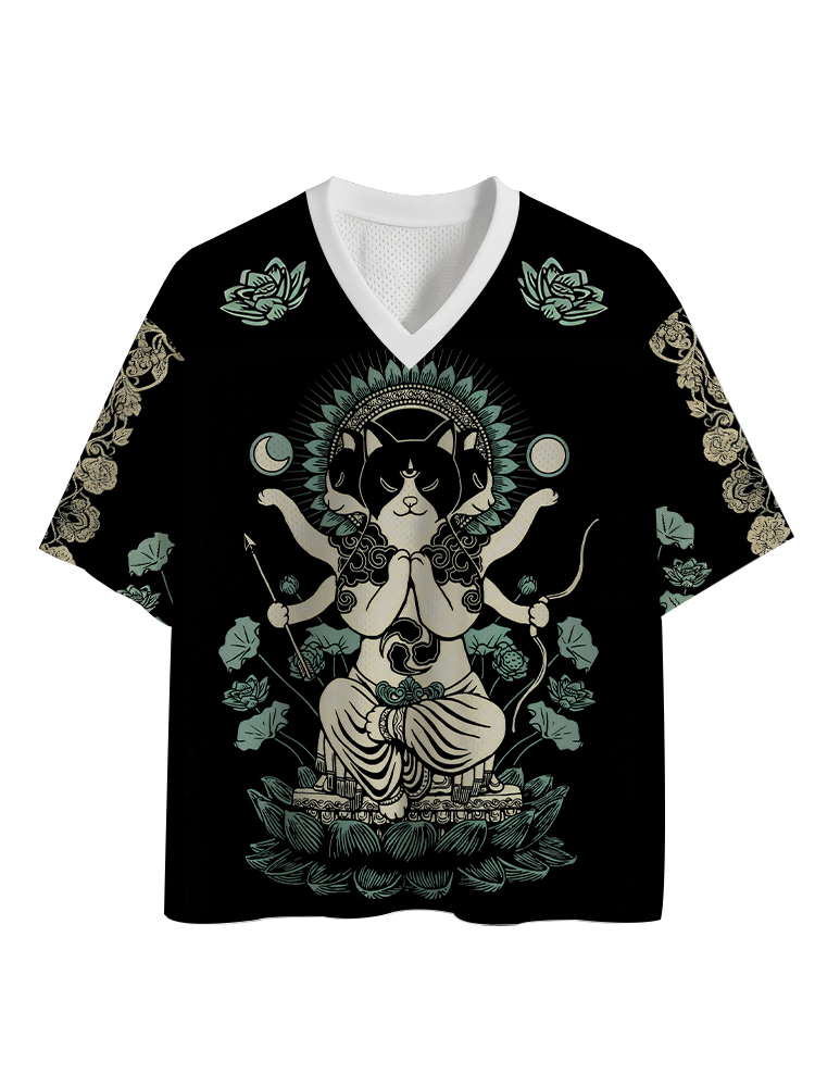 Cardydony Men's Cat Deity Lotus Mesh Jersey
