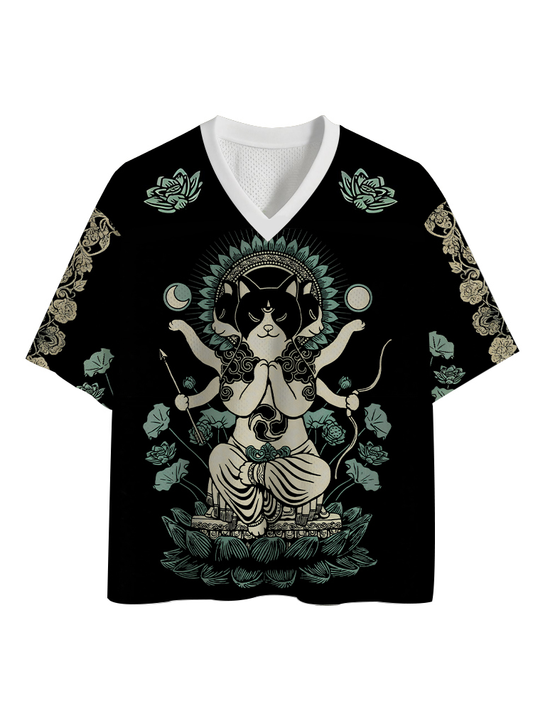 Cardydony Men's Cat Deity Lotus Mesh Jersey