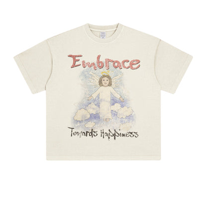 Cardydony Women's Embrace Angel Graphic Tee – Oversized Streetwear for Women