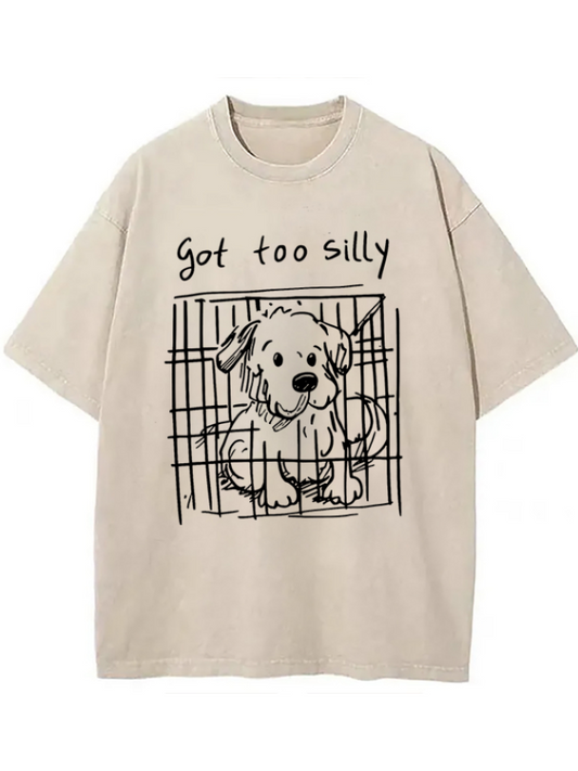 Cardydony Got Too Silly Funny Dog Meme Washed T-shirt