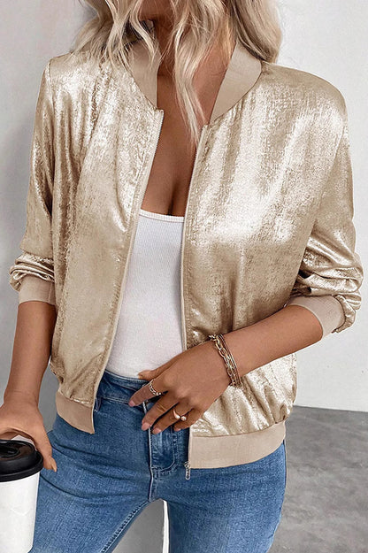 Cardydony Women's Stylish Loose-fitting Long-sleeved Zipper Casual Jacket