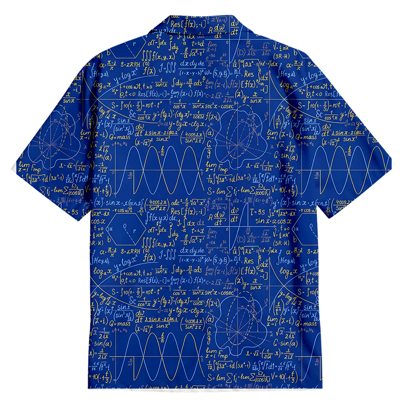 Cardydony Men's Math Function Curve Button Up Pocket Shirt