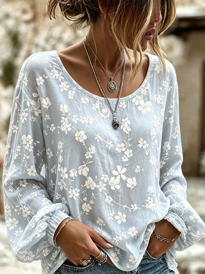 Cardydony Women's Retro Japanese Art Bohemian Japanese Floral Print Top.