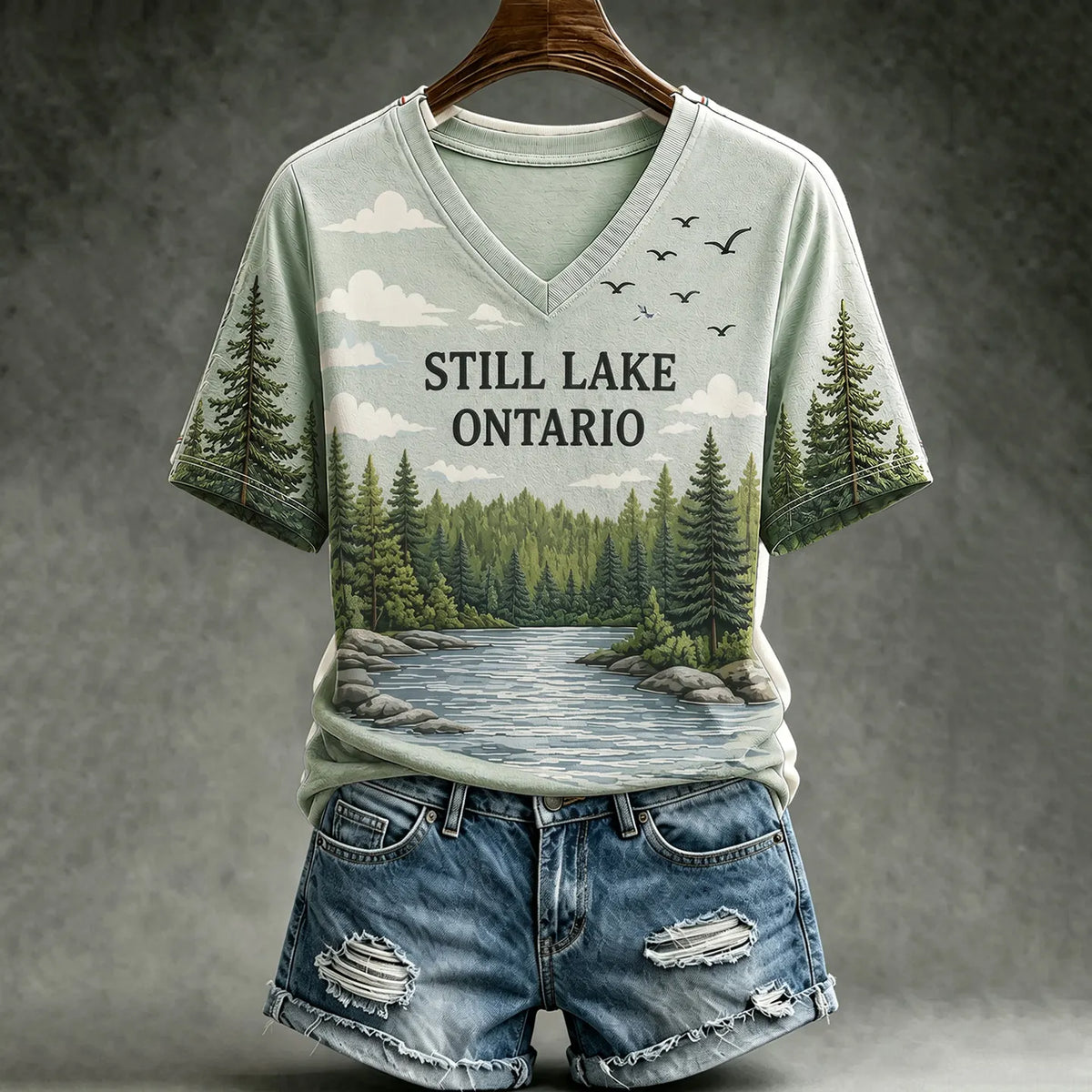 Cardydony Women's Lake Ontario Natural Scenery Casual T-shirt