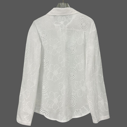Cardydony Women's Vintage Floral Lace Cotton And Linen Shirt