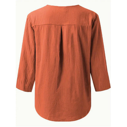 Cardydony Casual Button-down Solid Color Notched Collar Shirt