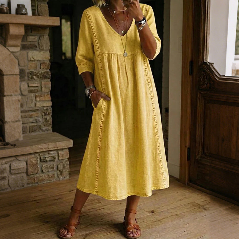 Cardydony Women's Solid Color Linen Blend Maxi Dress
