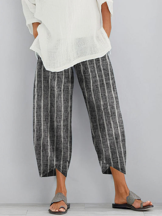 Cardydony Women Vintage Stripes Printed Comfy Pocket Pants