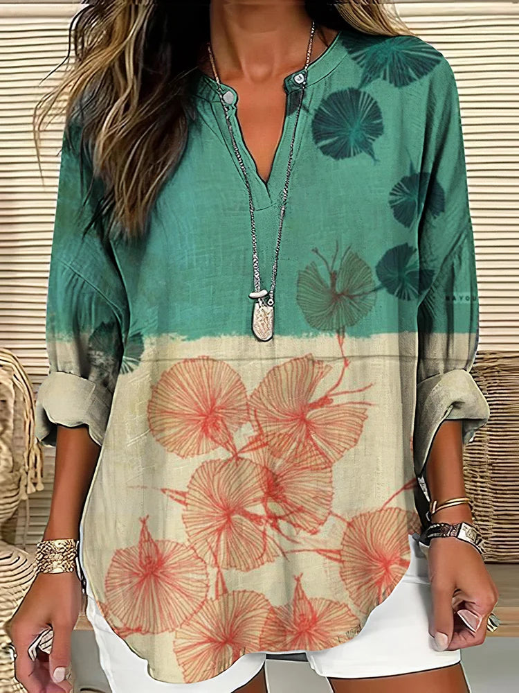 Cardydony Japanese Patch Floral Art Printed Casual Shirt