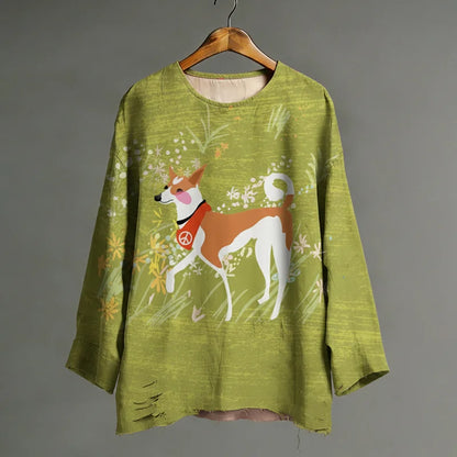 Cardydony Walk For Peace Aloka Dog Art Cotton Linen Shirt