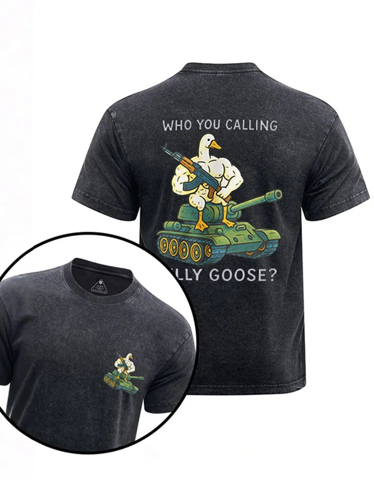 Cardydony Who You Calling Silly Goose? Printed Washed Gym Shirt
