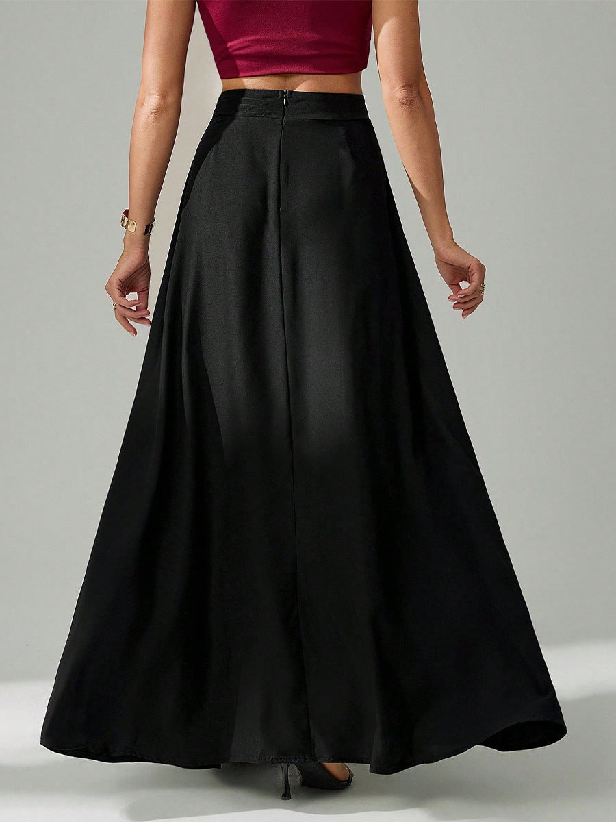 Cardydony Women's Essential High-Waist Black Long Skirt – Flowy A-Line Fit