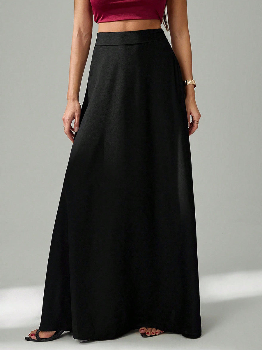 Cardydony Women's Essential High-Waist Black Long Skirt – Flowy A-Line Fit