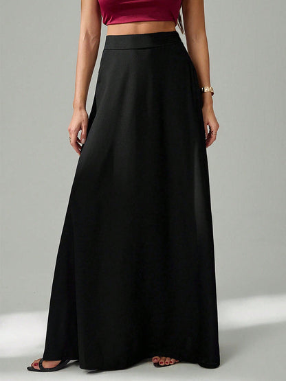 Cardydony Women's Essential High-Waist Black Long Skirt – Flowy A-Line Fit